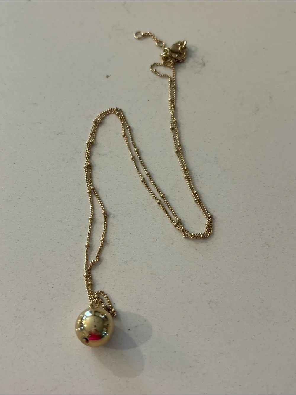 J. Crew Gold-Tone Chain Necklace with Decorative Orb Pendant